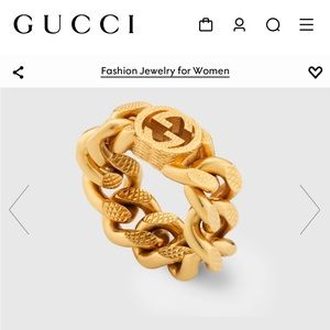 GUCCI INTERLOCKING G GOURMETTE CHAIN RING